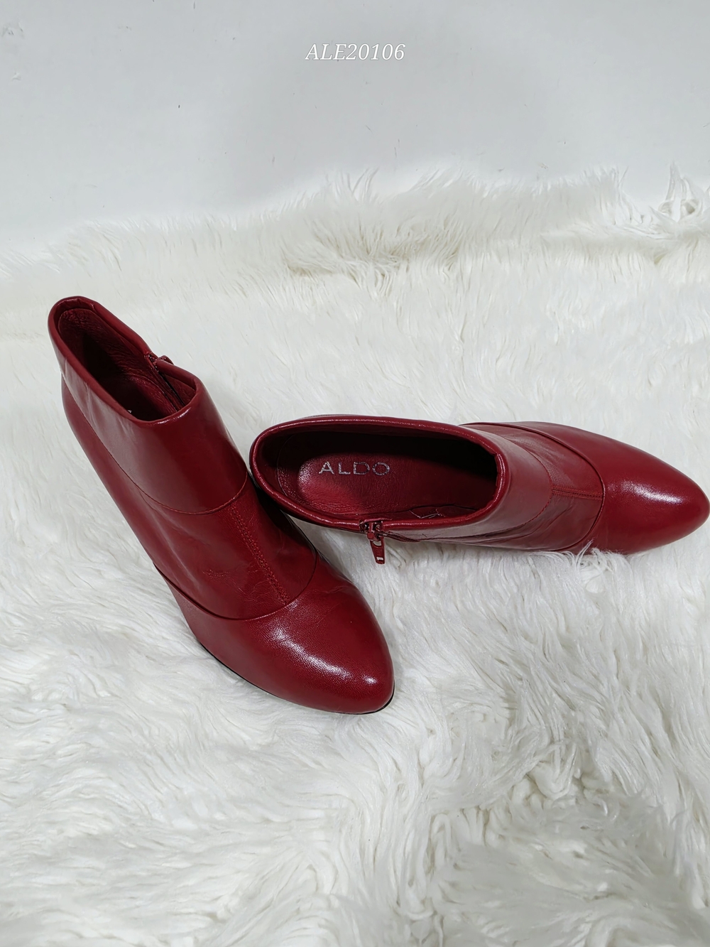 ALDO Red Leather Ankle Booties Size 40 Pointed Toe High Heels